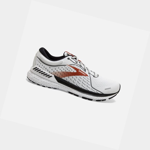 Men's Brooks Adrenaline GTS 21 Road Running Shoes White / Black / Orange | 0765DKGZS