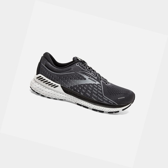 Men's Brooks Adrenaline GTS 21 Road Running Shoes Blackened Pearl / Black / Grey | 6924ZABEN