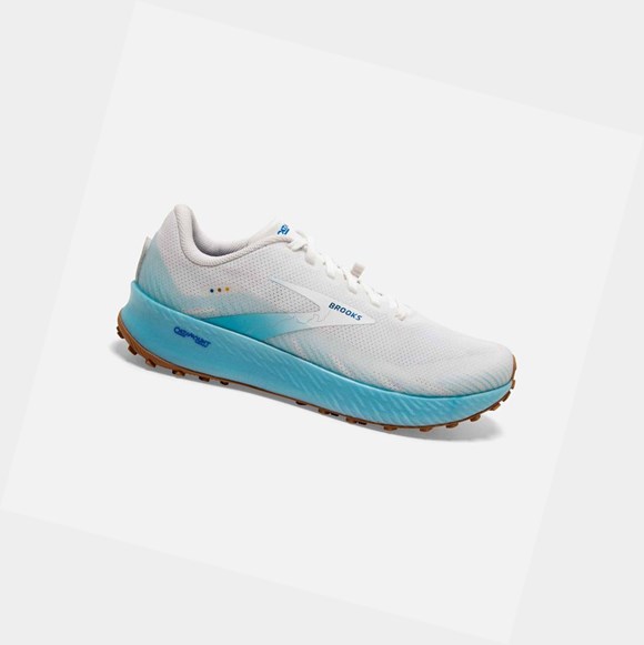 Men's Brooks Catamount Trail Shoes White / Iced Aqua / Blue | 8790NSTAK