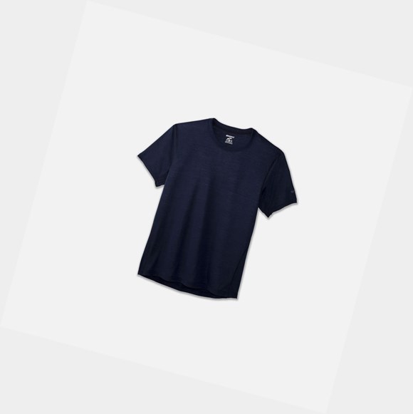 Men's Brooks Distance Sleeve Tops Navy | 5618YOBPX