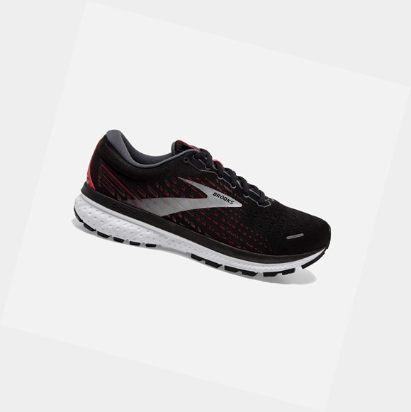 Men's Brooks Ghost 13 Road Running Shoes Black / Ebony / Tango Red | 6087ECZYL