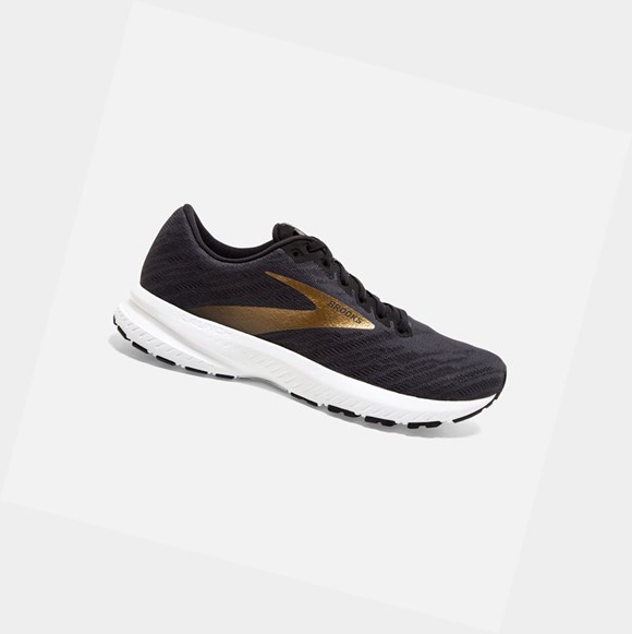 Men's Brooks Launch 7 Road Running Shoes Ebony / Black / Gold | 2708IGLVN