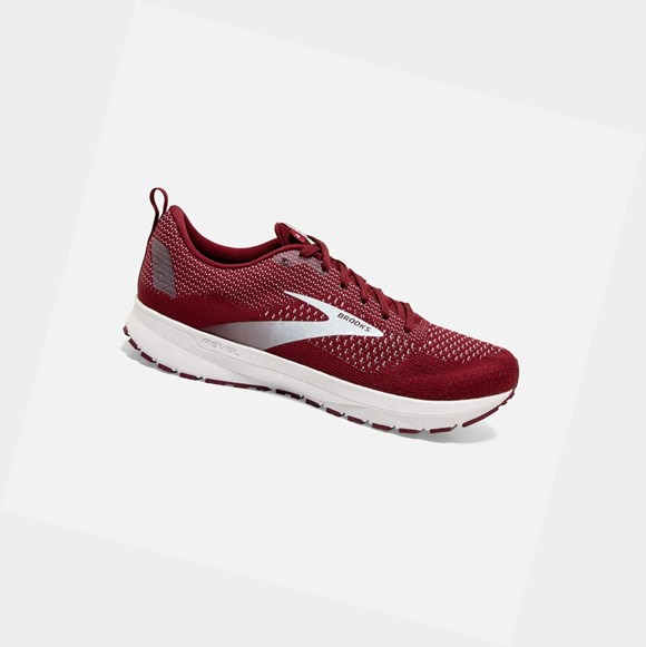 Men's Brooks Revel 4 Road Running Shoes Maroon / White | 4179DUCMW