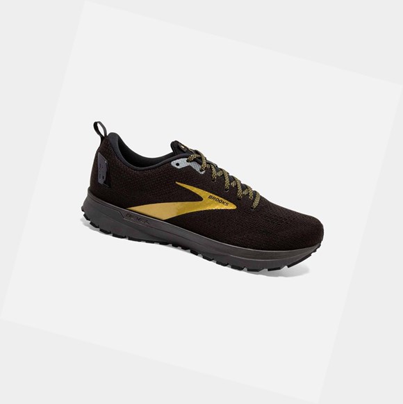 Men's Brooks Revel 4 Road Running Shoes Black / Gold | 4573DTYOU