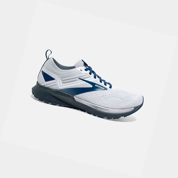 Men's Brooks Ricochet 3 Road Running Shoes White / Grey / Blue | 1368RGIEA