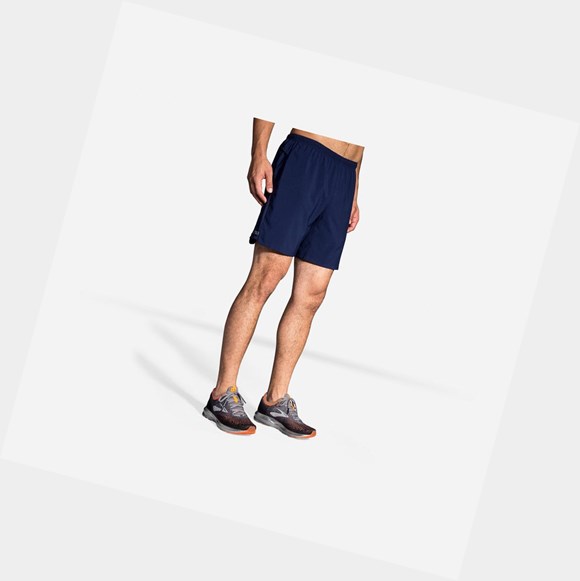 Men's Brooks Sherpa 7" 2-in-1 Bottoms Navy | 2613HFDYG