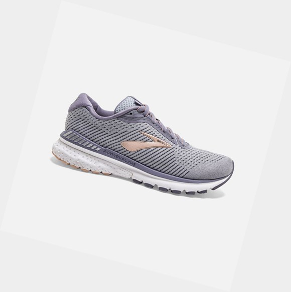 Women's Brooks Adrenaline GTS 20 Road Running Shoes Grey / Pale Peach / White | 3725JZNXV