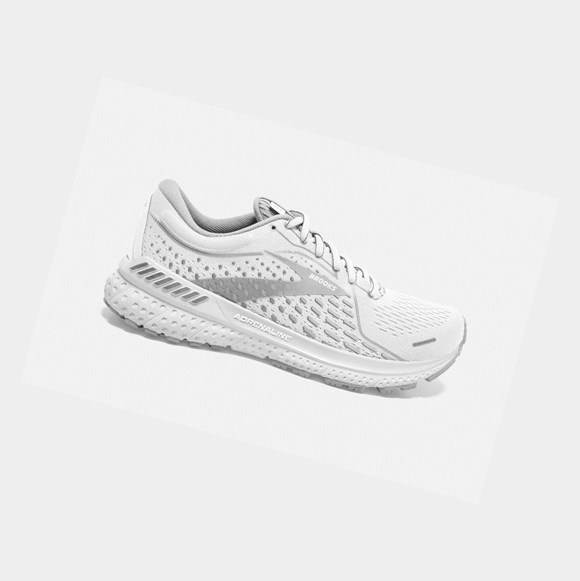 Women's Brooks Adrenaline GTS 21 Road Running Shoes White / Grey / Silver | 1540QITAD