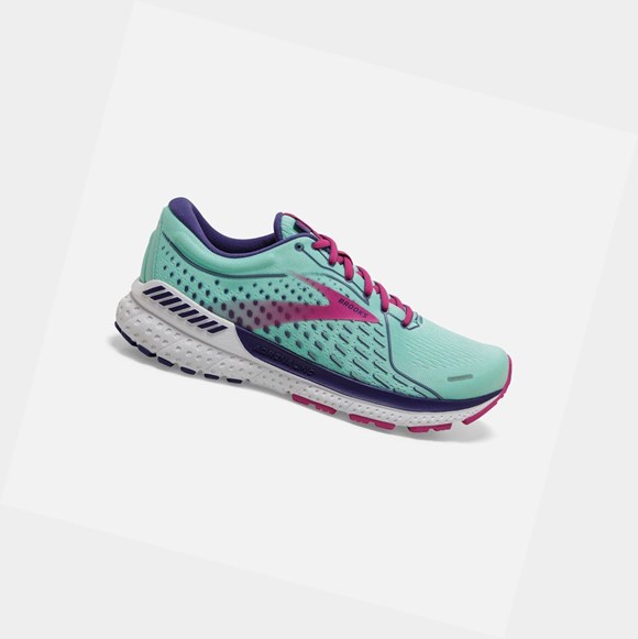 Women's Brooks Adrenaline GTS 21 Road Running Shoes Yucca / Navy Blue / Fuchsia | 3769SXRQN