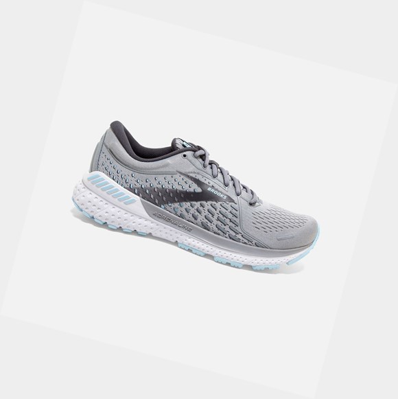 Women's Brooks Adrenaline GTS 21 Road Running Shoes Oyster / Alloy / Light Blue | 4967WQEYS