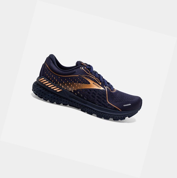 Women's Brooks Adrenaline GTS 21 Walking Shoes Navy / Black / Copper | 3452MPKQS