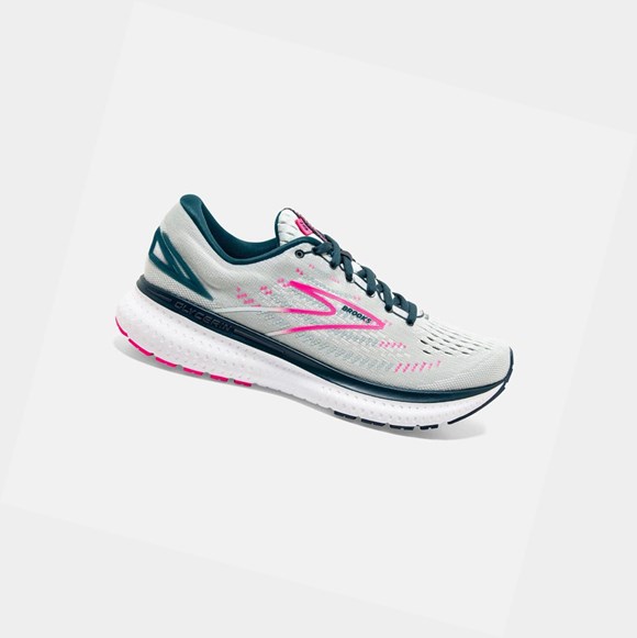 Women's Brooks Glycerin 19 Road Running Shoes Ice Flow / Navy / Pink | 4037JIZAP