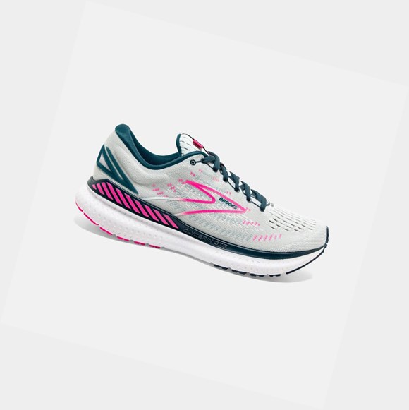 Women's Brooks Glycerin GTS 19 Road Running Shoes Ice Flow / Navy / Pink | 2751EYZLB