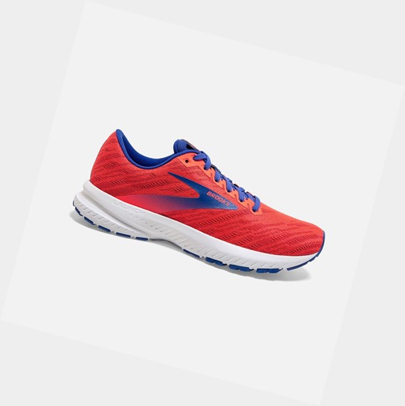 Women's Brooks Launch 7 Road Running Shoes Coral / Claret / Blue | 3028CPFBU