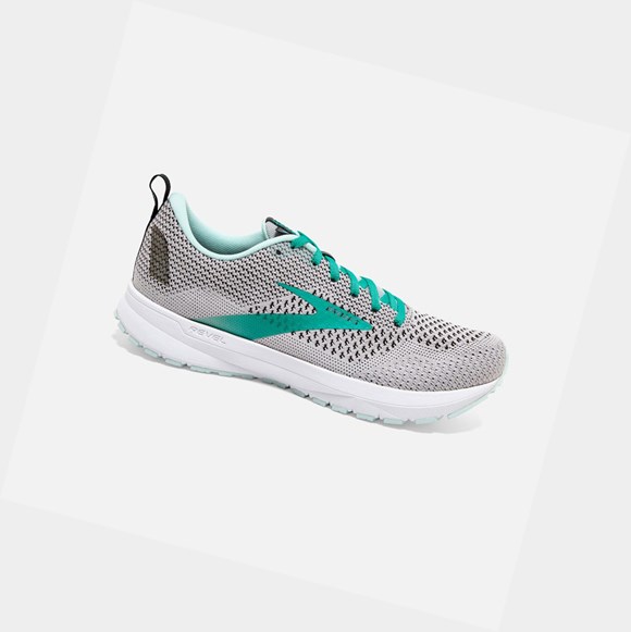 Women's Brooks Revel 4 Road Running Shoes Grey / Fair Aqua / Black | 6584JZBQS