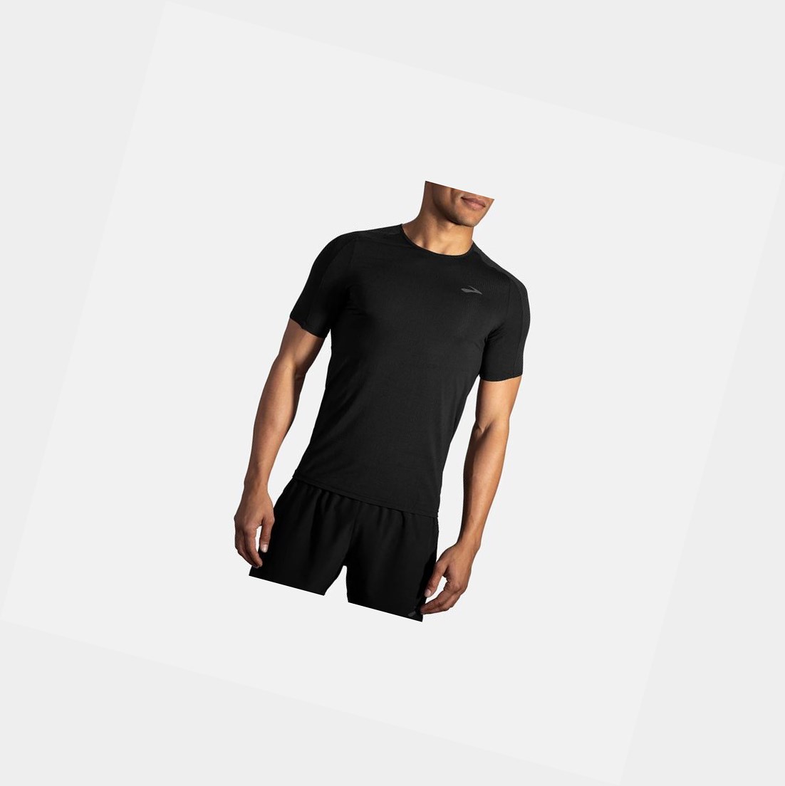 Men's Brooks Atmosphere Sleeve Tops Black | 7235RPVTL