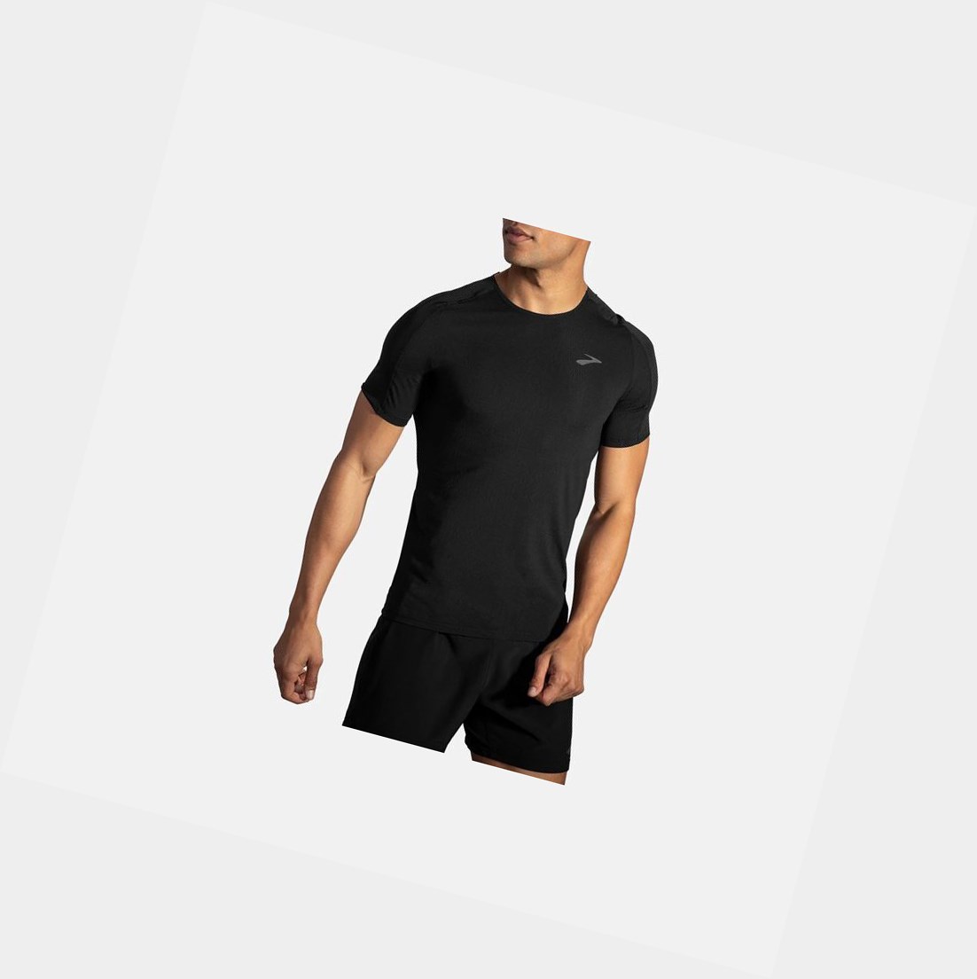 Men's Brooks Atmosphere Sleeve Tops Black | 7235RPVTL