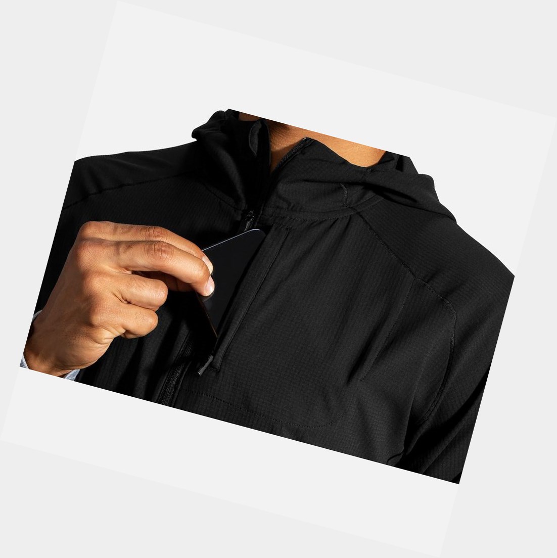 Men's Brooks Canopy Outerwear Black | 6895LHSVB