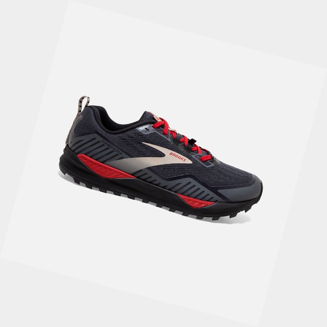 Men\'s Brooks Cascadia 15 GTX Trail Shoes Black / Ebony / Red | 2786YJFTK