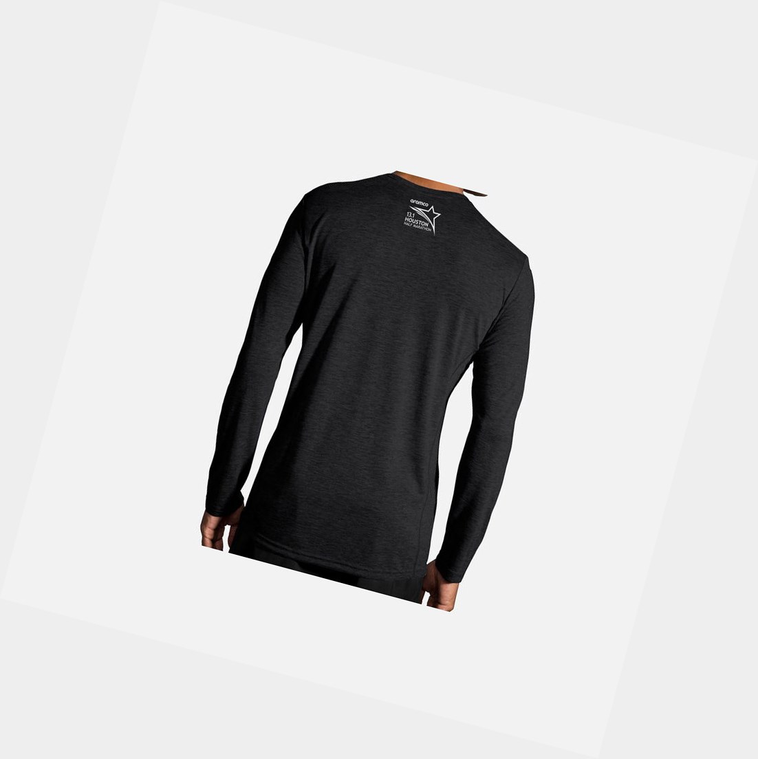 Men's Brooks Distance Graphic Long Sleeve Tops Black / Run Houston III 13.1 | 0216MRCSW