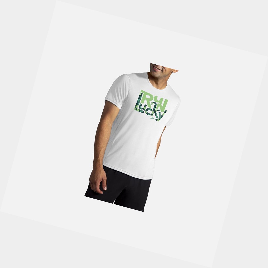 Men's Brooks Distance Graphic Sleeve Tops Run Lucky / St. Patricks Day | 3650IZTSD