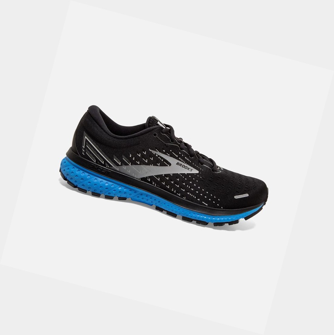 Men\'s Brooks Ghost 13 Road Running Shoes Black / Grey / Blue | 7583BKCWV