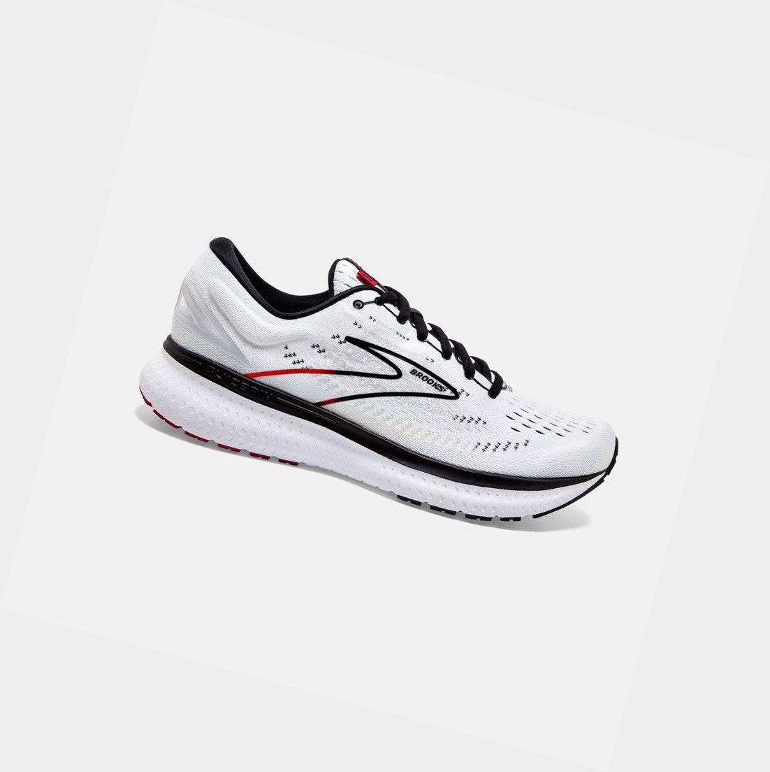 Men\'s Brooks Glycerin 19 Road Running Shoes White / Black / Red | 1230RYJUQ