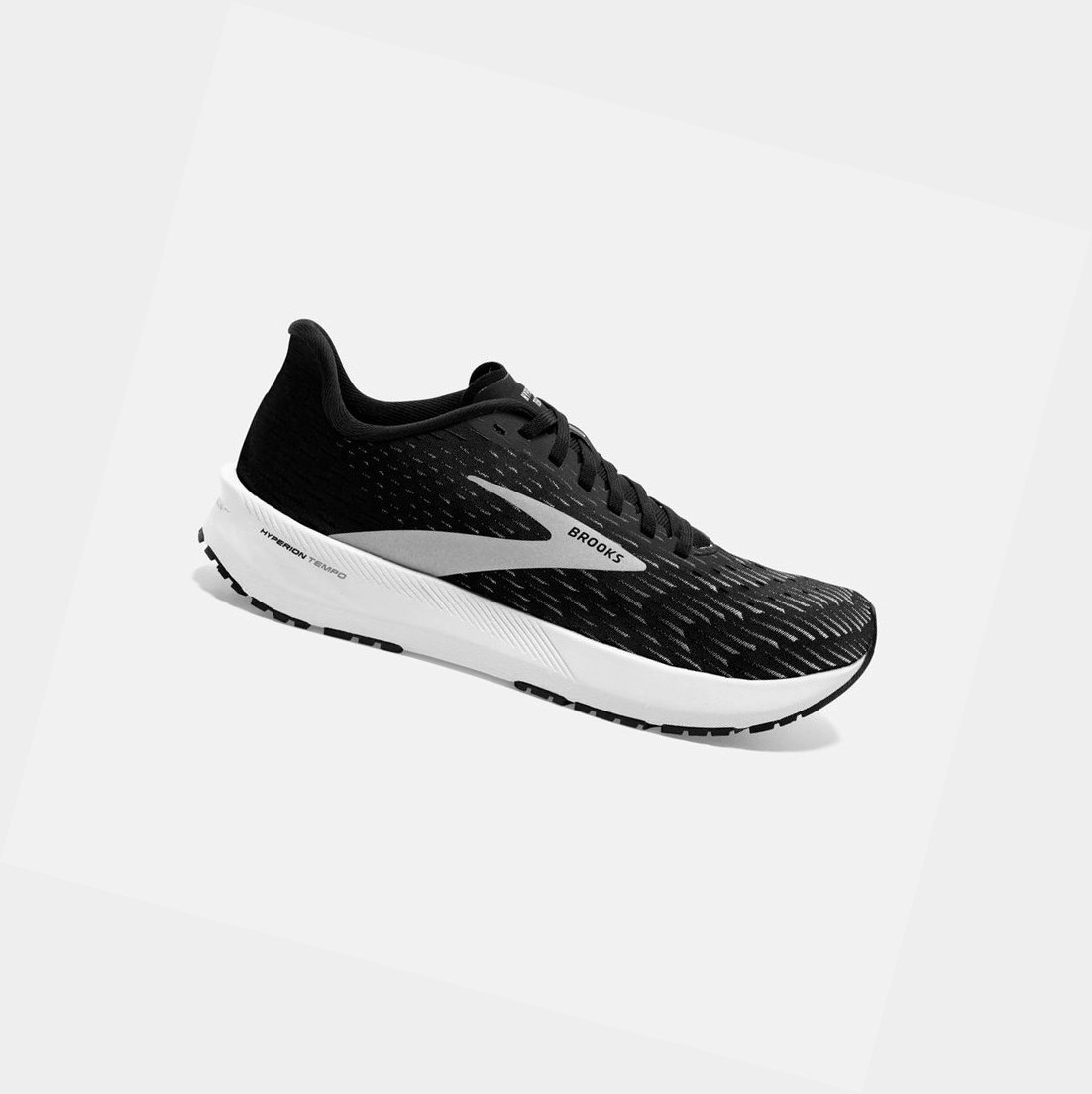 Men\'s Brooks Hyperion Tempo Trainers Black / Silver / White | 4396VTQRG