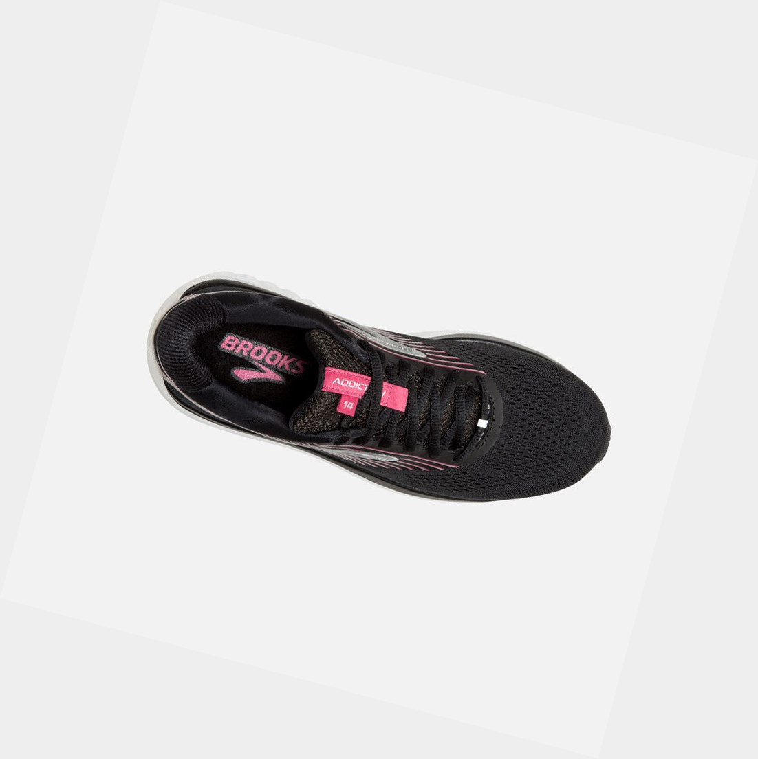 Women's Brooks Addiction 14 Walking Shoes Black / Hot Pink / Silver | 8527YNCDO