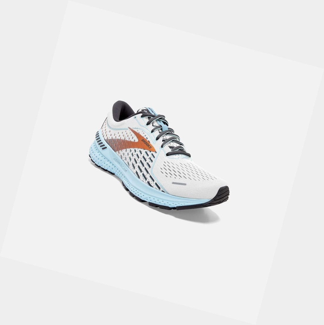 Women's Brooks Adrenaline GTS 21 Walking Shoes White / Alloy / Light Blue | 1740SXNBP