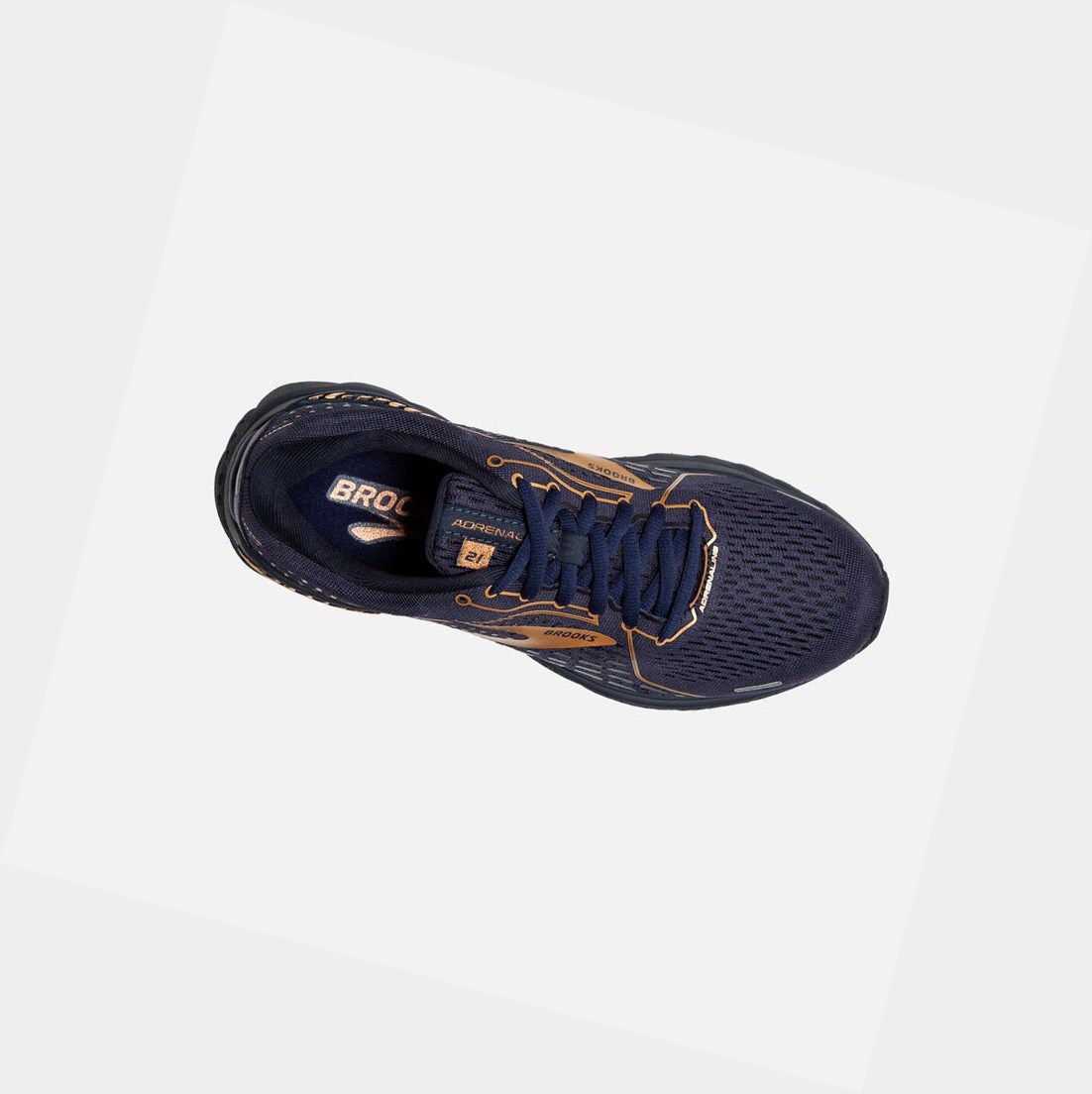 Women's Brooks Adrenaline GTS 21 Walking Shoes Navy / Black / Copper | 3452MPKQS