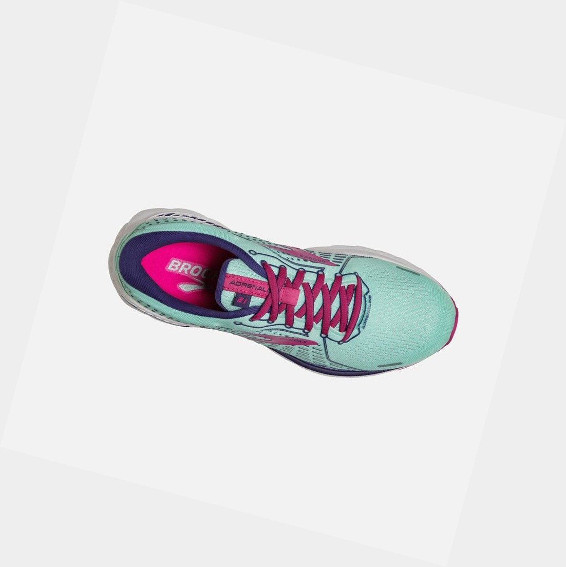 Women's Brooks Adrenaline GTS 21 Walking Shoes Yucca / Navy Blue / Fuchsia | 5821BIZGQ