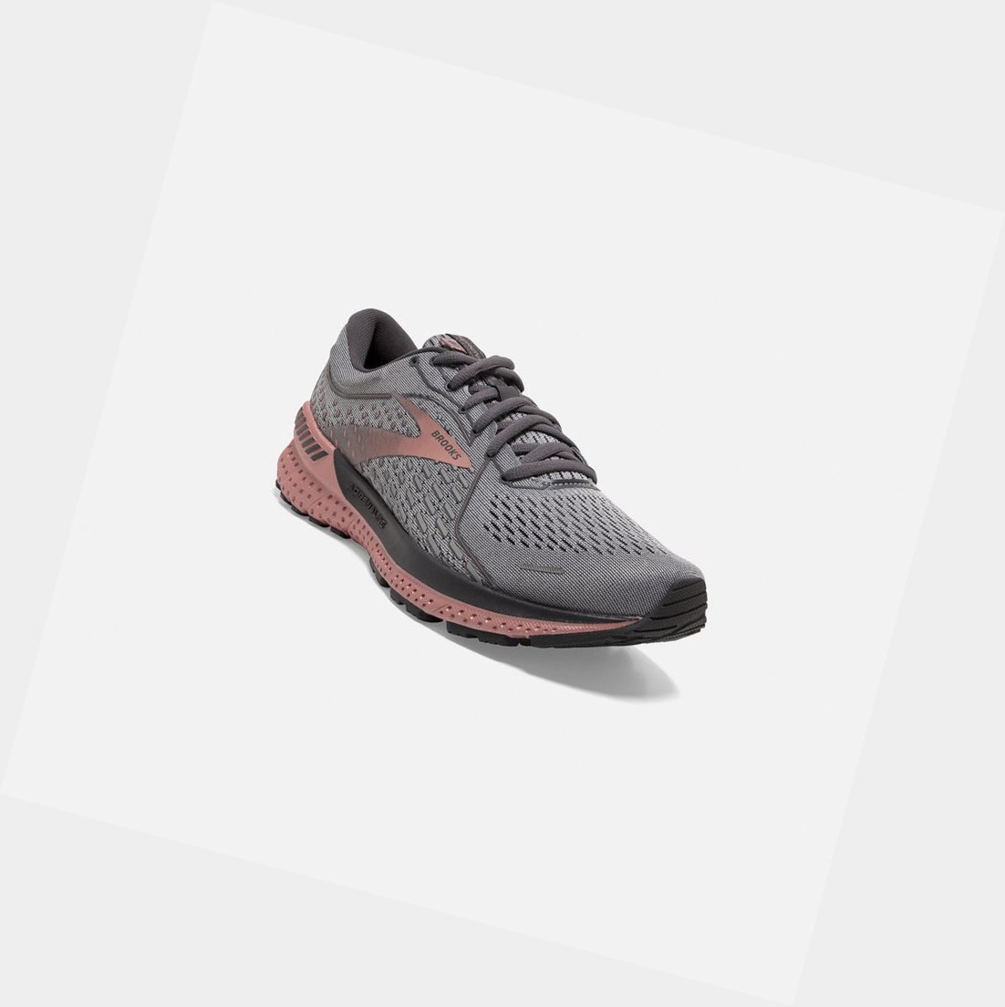 Women's Brooks Adrenaline GTS 21 Walking Shoes Grey / Black / Rose Gold | 6495HCRSZ