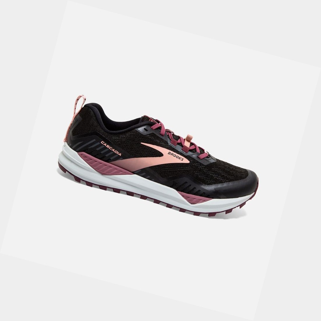 Women\'s Brooks Cascadia 15 Trail Shoes Black / Ebony / Coral Cloud | 3427TIUNA