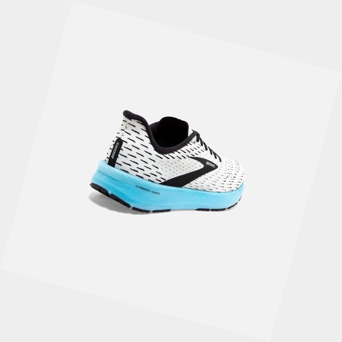 Women's Brooks Hyperion Tempo Trainers White / Black / Iced Aqua | 7193QMECW