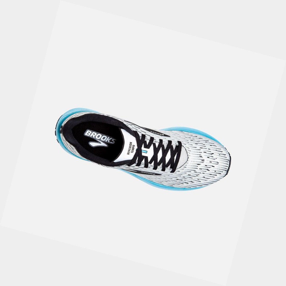 Women's Brooks Hyperion Tempo Trainers White / Black / Iced Aqua | 7193QMECW