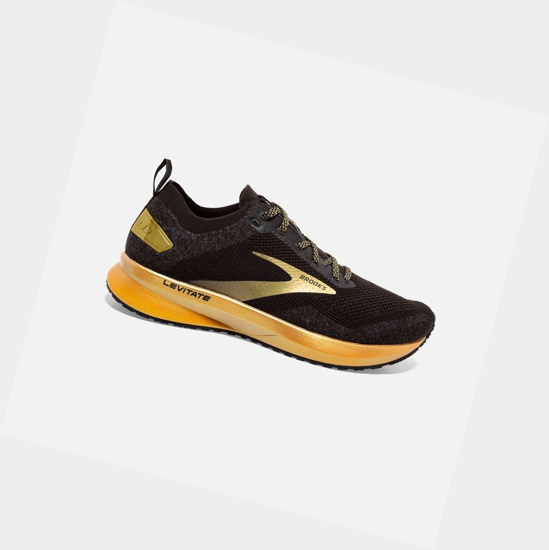 Women\'s Brooks Levitate 4 Road Running Shoes Black / Gold | 6149QGNBF