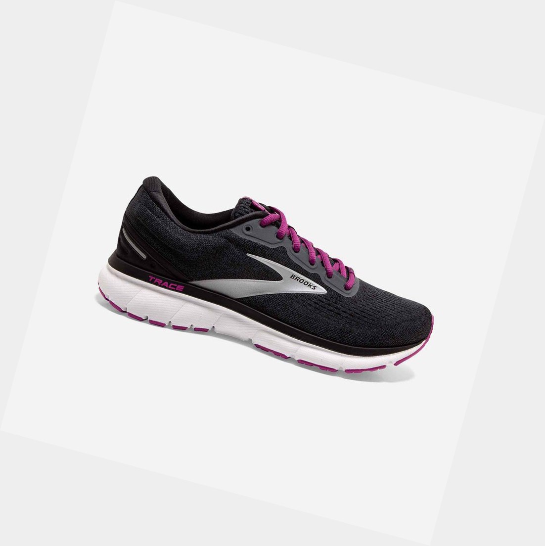 Women\'s Brooks Trace Road Running Shoes Ebony / Black / Wood Violet | 4968UDFSW